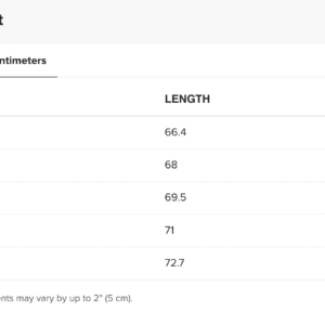 NL6733 Size Guide Metric